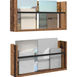 vidaXL Tijdschrift Rek 2 st Oudhout 60 x 12 x 30 cm Bewerkt hout