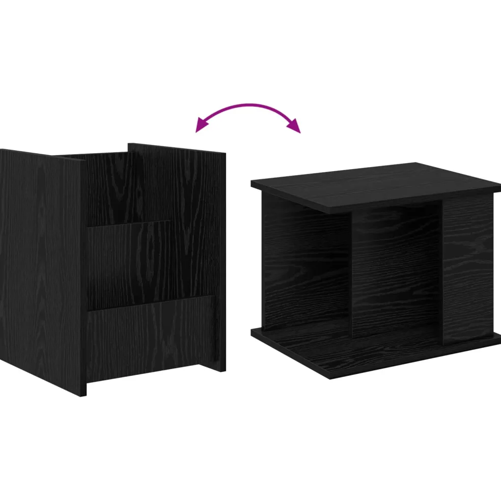 vidaXL Tijdschrift Rek Zwart Eiken 35 x 35 x 45 cm Bewerkt hout