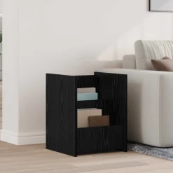 vidaXL Tijdschrift Rek Zwart Eiken 35 x 35 x 45 cm Bewerkt hout
