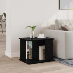 vidaXL Tijdschrift Rek Zwart Eiken 35 x 35 x 45 cm Bewerkt hout