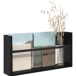 vidaXL Tijdschrift Rek Zwart Eiken 60 x 12 x 30 cm Bewerkt hout