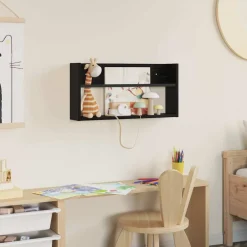 vidaXL Tijdschrift Rek Zwart Eiken 60 x 12 x 30 cm Bewerkt hout