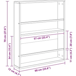 vidaXL Tijdschrift Rek Zwart Eiken 60 x 12 x 70 cm Bewerkt hout