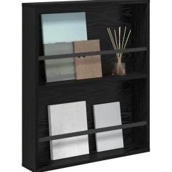vidaXL Tijdschrift Rek Zwart Eiken 60 x 12 x 70 cm Bewerkt hout