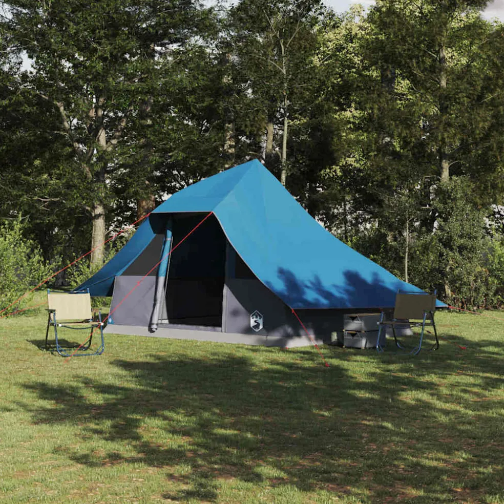 vidaXL Tipi Tent 10-persoons Blauw taft