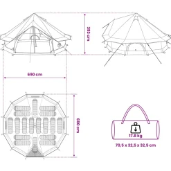 vidaXL Tipi Tent 18-persoons Bruin Grijs Polyester en staal