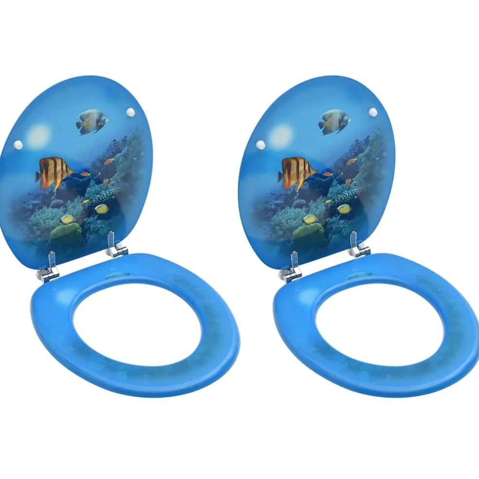 vidaXL Toiletbrillen met deksel 2 st diepzee MDF
