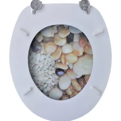 vidaXL Toiletbrillen met deksels 2 st kiezelstenen MDF