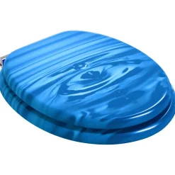 vidaXL Toiletbrillen met soft-close deksel 2 st waterdruppel MDF blauw