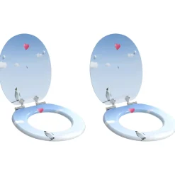 vidaXL Toiletbrillen met soft-close deksel 2 st pinguïn MDF