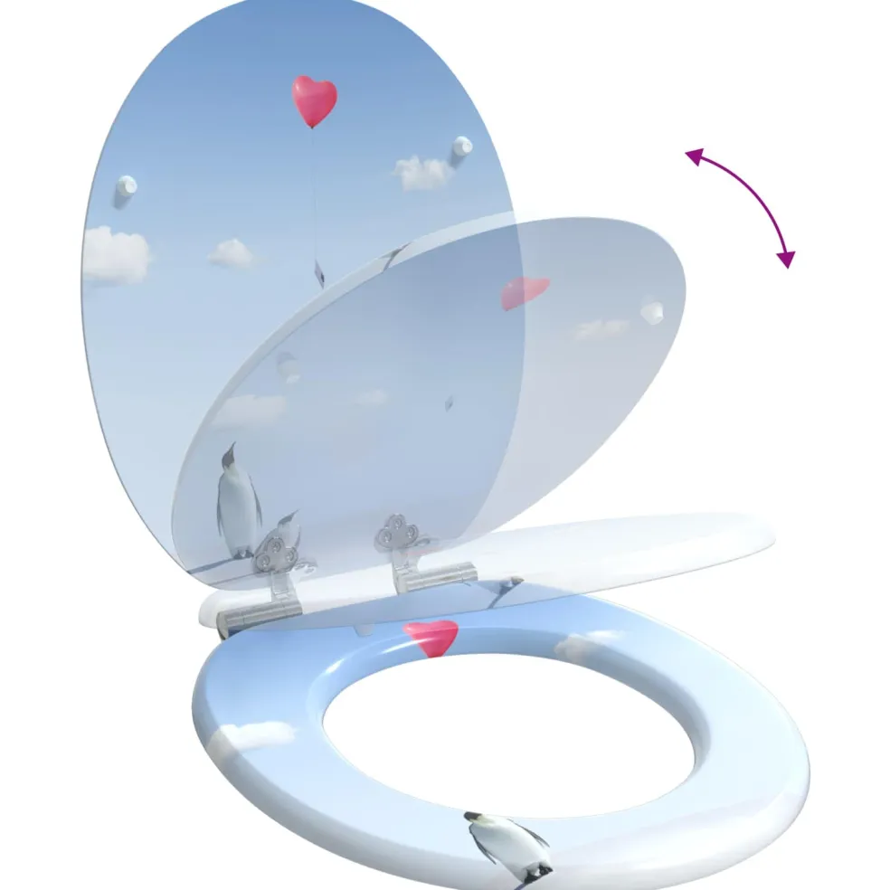 vidaXL Toiletbrillen met soft-close deksel 2 st pinguïn MDF