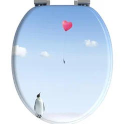 vidaXL Toiletbrillen met soft-close deksel 2 st pinguïn MDF