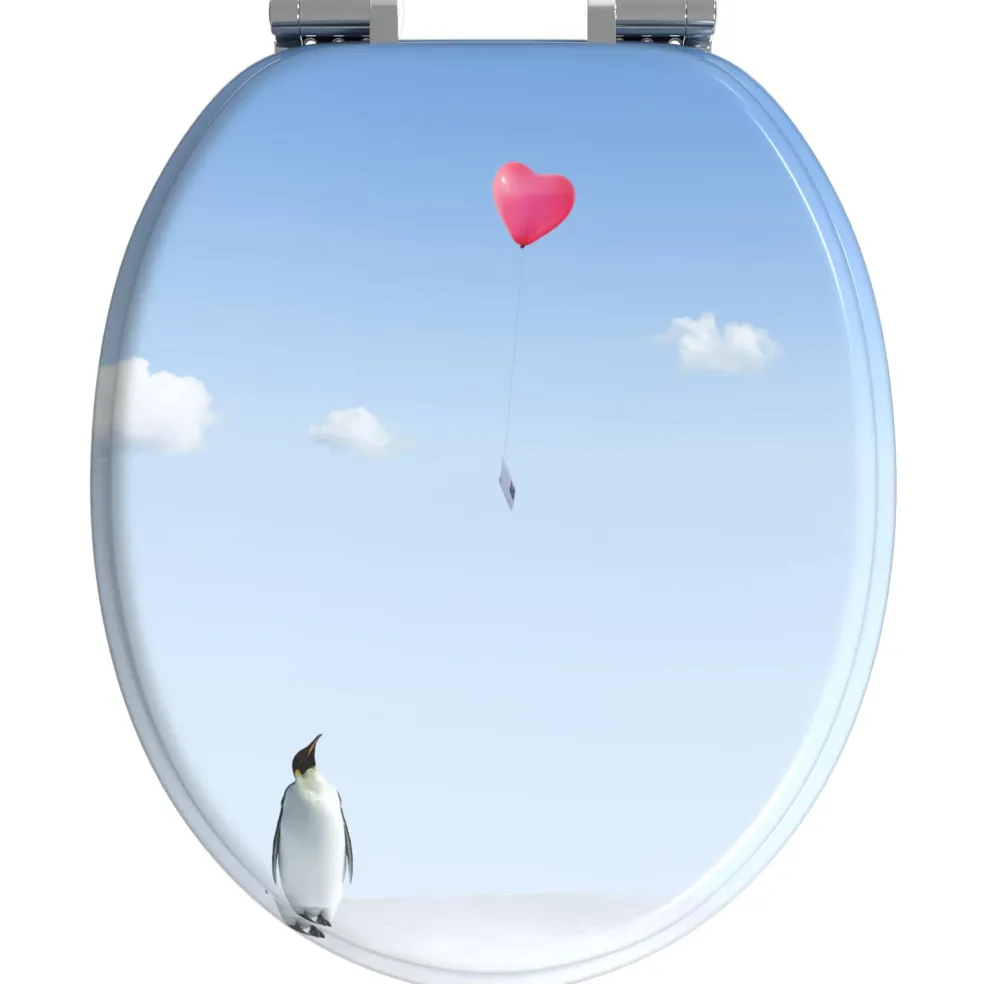 vidaXL Toiletbrillen met soft-close deksel 2 st pinguïn MDF