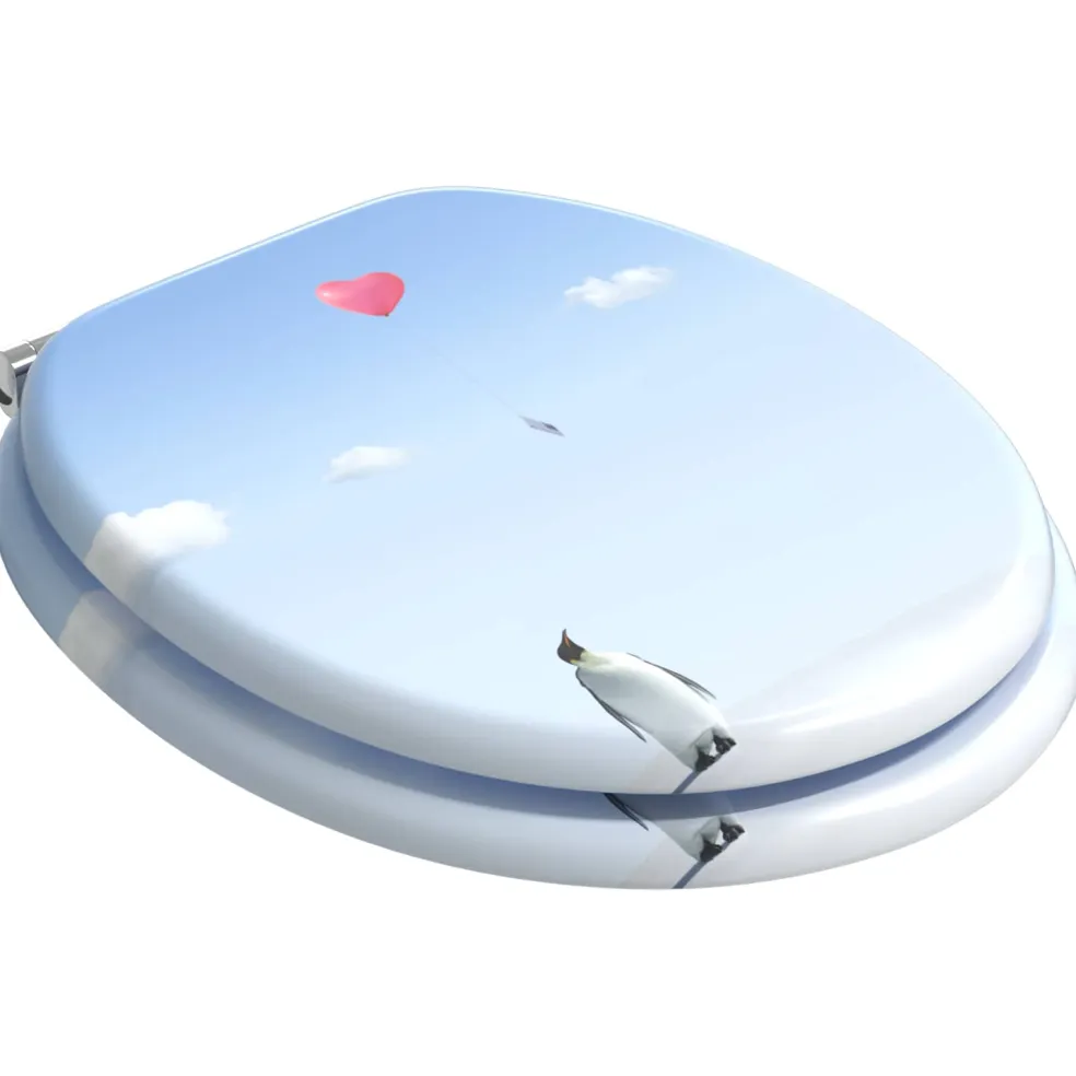 vidaXL Toiletbrillen met soft-close deksel 2 st pinguïn MDF