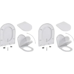 vidaXL Toiletbrillen met soft-close deksels 2 st kunststof wit