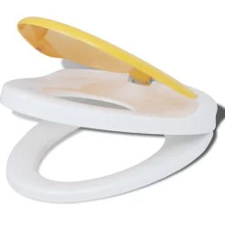vidaXL Toiletbrillen met soft-close deksels 2 st kunststof wit en geel