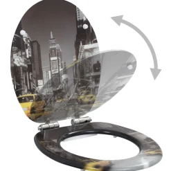 vidaXL Toiletbrillen 2 st met soft-close deksels MDF New York ontwerp
