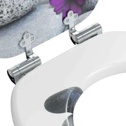 vidaXL Toiletbrillen 2 st met soft-close deksels MDF kiezelontwerp