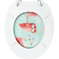 vidaXL Toiletbril met deksel flamingo MDF