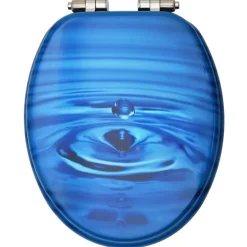 vidaXL Toiletbril met soft-close deksel waterdruppel MDF blauw