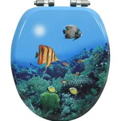 vidaXL Toiletbril met soft-close deksel diepzee MDF