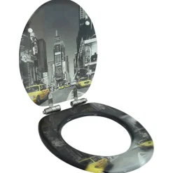 vidaXL Toiletbril met soft-close deksel New York MDF