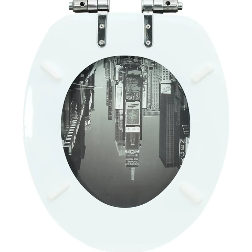 vidaXL Toiletbril met soft-close deksel New York MDF