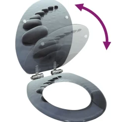 vidaXL Toiletbril met soft-close deksel stenen MDF