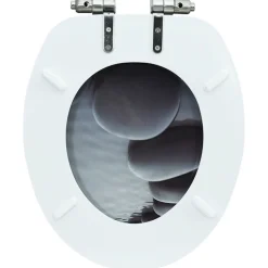 vidaXL Toiletbril met soft-close deksel stenen MDF