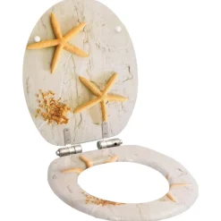 vidaXL Toiletbril met soft-close deksel zeester MDF