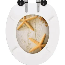 vidaXL Toiletbril met soft-close deksel zeester MDF