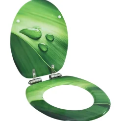 vidaXL Toiletbril met soft-close deksel waterdruppel MDF groen