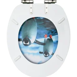 vidaXL Toiletbril met soft-close deksel pinguïn MDF