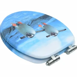 vidaXL Toiletbril met soft-close deksel pinguïn MDF