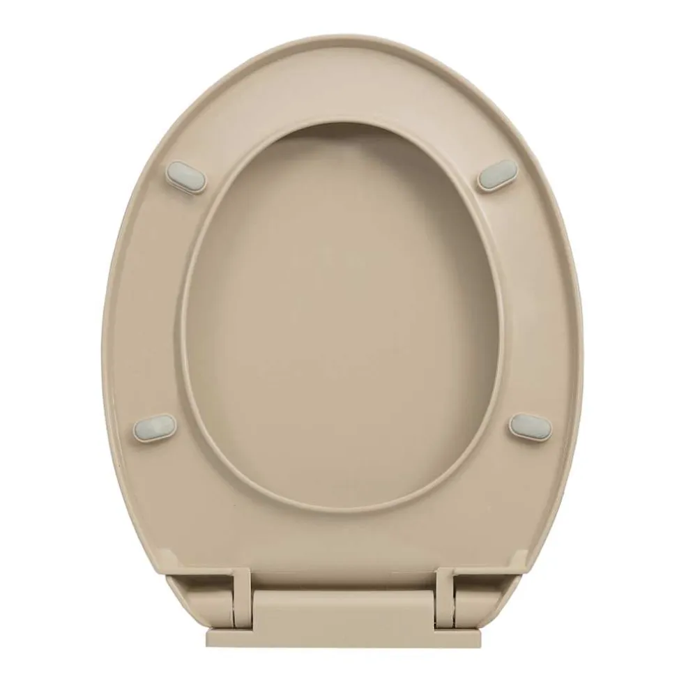 vidaXL Toiletbril soft-close ovaal beige