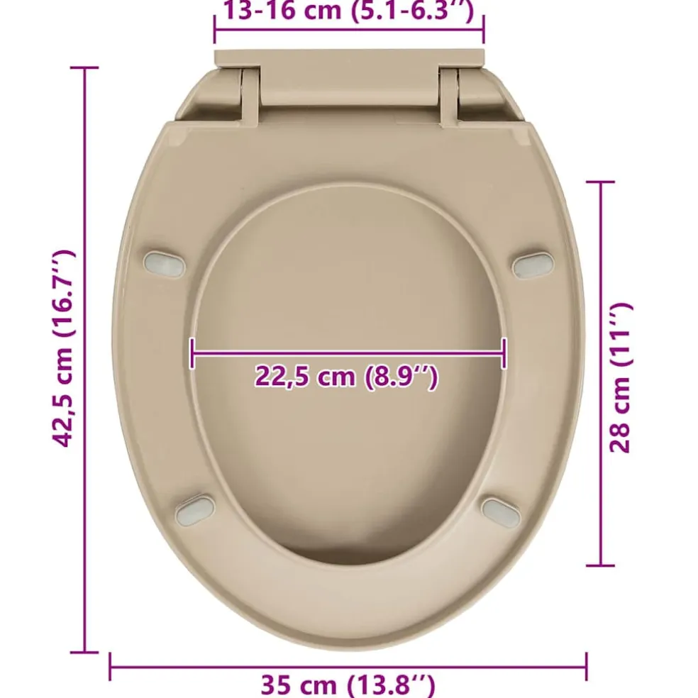 vidaXL Toiletbril soft-close ovaal beige