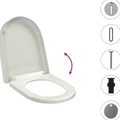 vidaXL Toiletbril soft-close met quick-release ontwerp vierkant wit