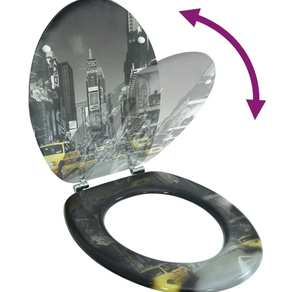 vidaXL Toiletbril van MDF met New York dessin