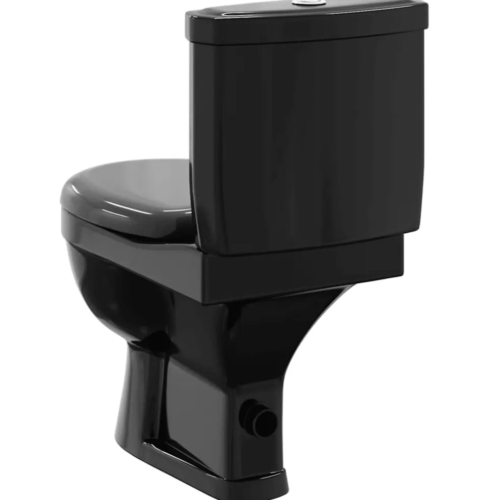 vidaXL Toilet met stortbak zwart