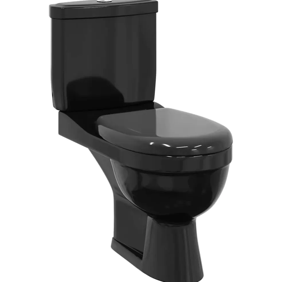 vidaXL Toilet met stortbak zwart