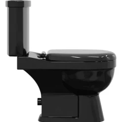 vidaXL Toilet met stortbak zwart