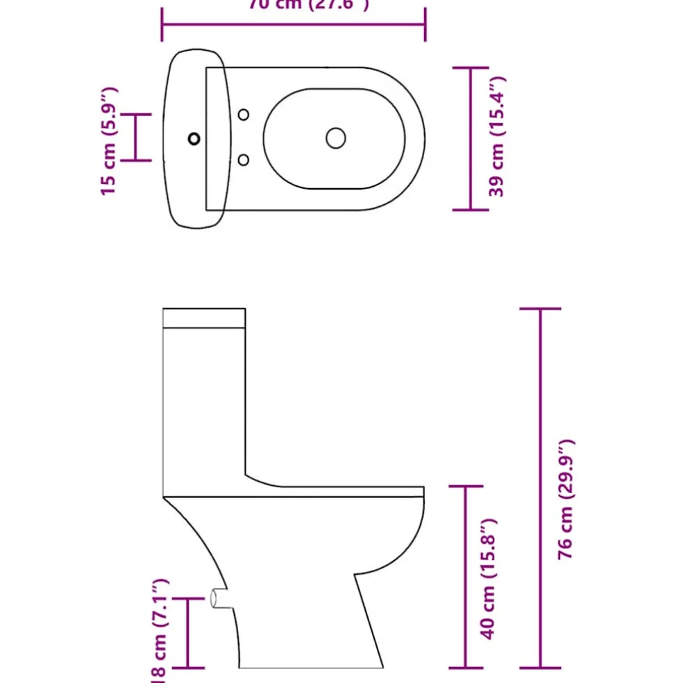 vidaXL Toilet met stortbak zwart