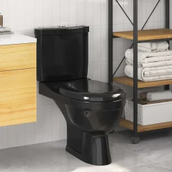 vidaXL Toilet met stortbak zwart