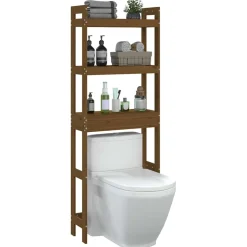 vidaXL Toiletrek 63x26x171 cm massief grenenhout honingbruin