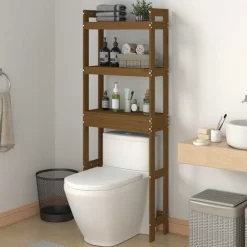 vidaXL Toiletrek 63x26x171 cm massief grenenhout honingbruin