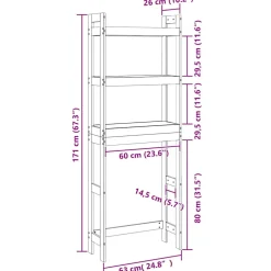vidaXL Toiletrek 63x26x171 cm massief grenenhout honingbruin