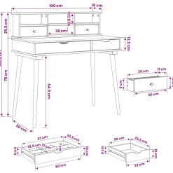 vidaXL Toilettafel Set FAUSKE 2 st Wit 100 x 50 x 103,5 cm