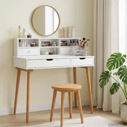 vidaXL Toilettafel Set FAUSKE 2 st Wit 100 x 50 x 103,5 cm