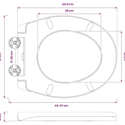 vidaXL Toiletzitting Antraciet 47 x 37 x 4 cm Duroplast