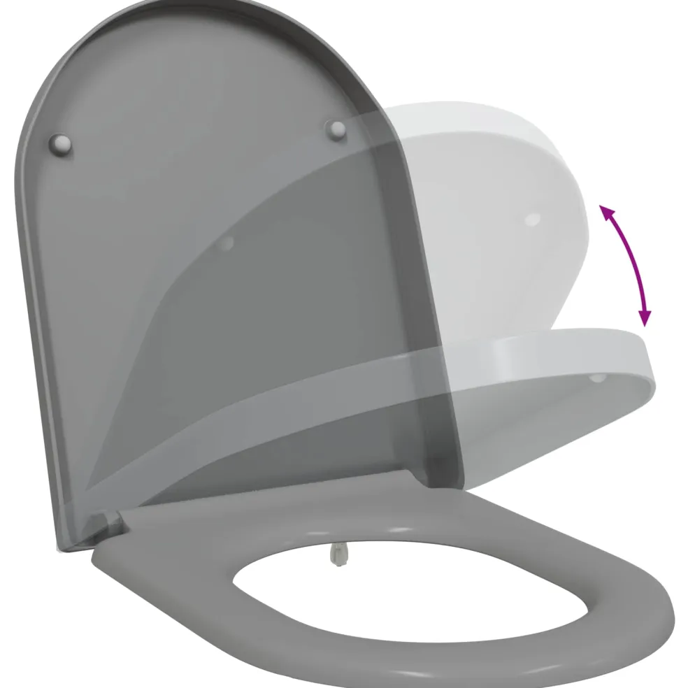 vidaXL Toiletzitting Grijs 49 x 36 x 4 cm Duroplast